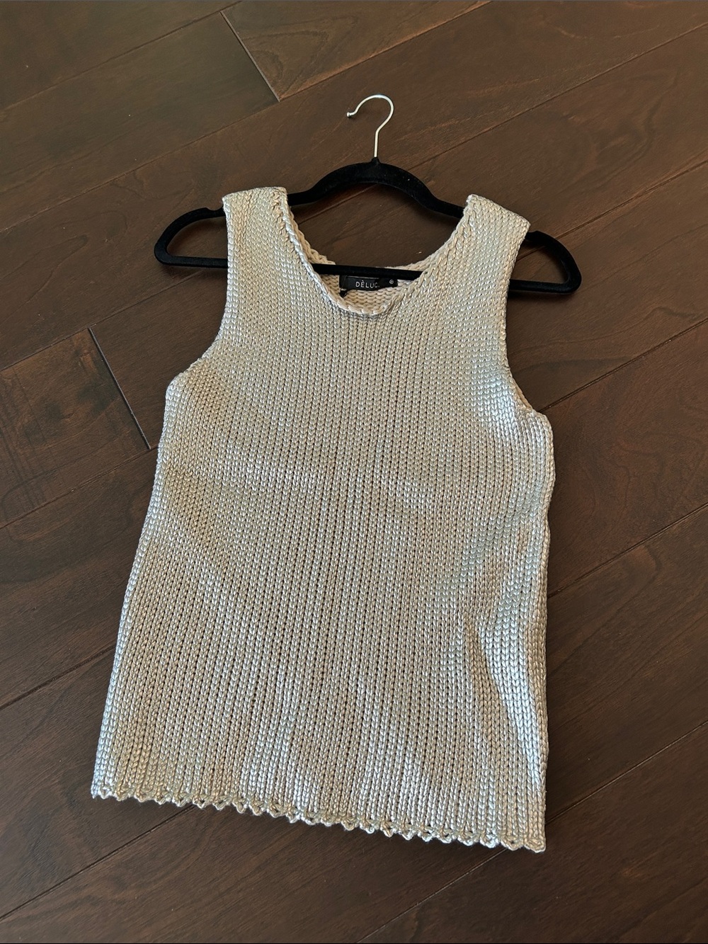 Déluc - Metallic Silver Knit Tank Top
